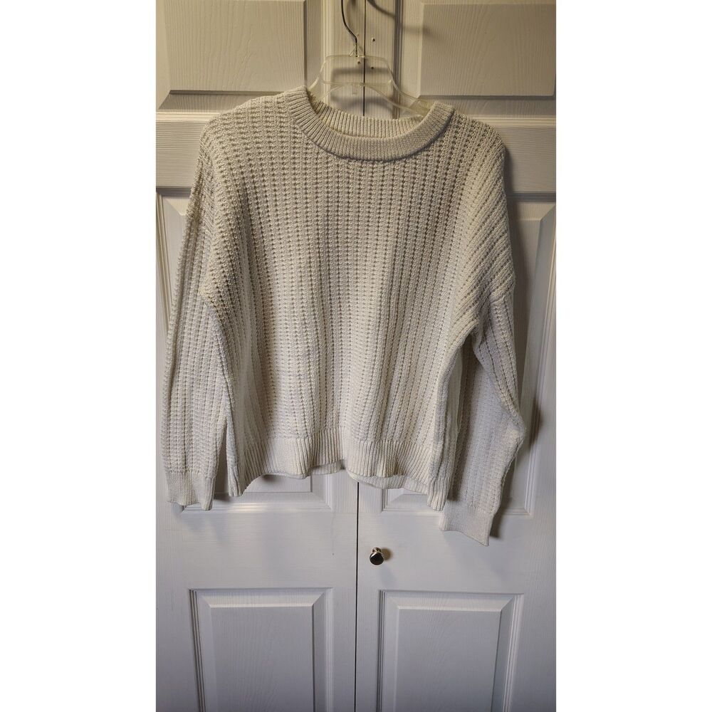 Time and Tru Cream Shaker Knit Sweater Crewneck Chunky Drop Shoulder XXL 20